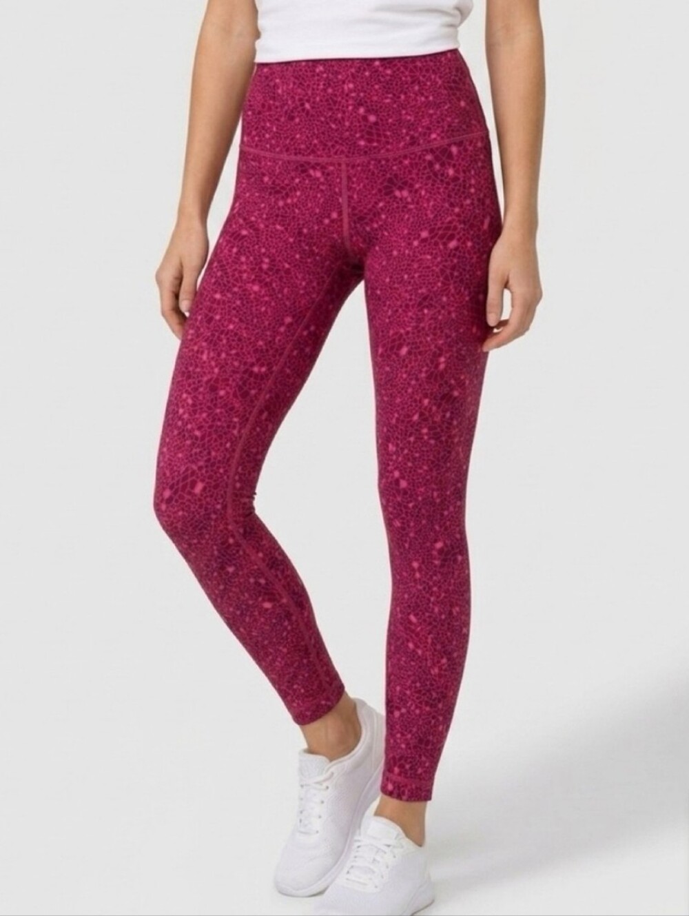 Lululemon High-Rise Printed Performance Leggings - Magenta Pink Size 8 EUC
